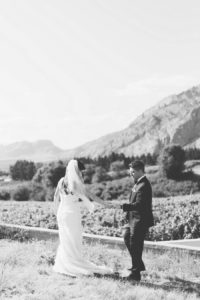 bride and groom dancing