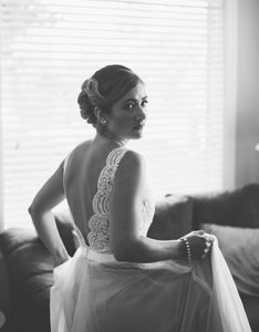 bride holding her dress