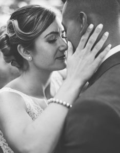 bride and groom kissing